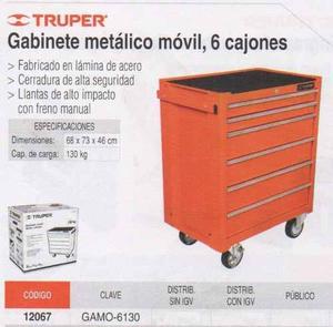 Gabinete Metalico Movil 6 Cajones Truper  Gamo-