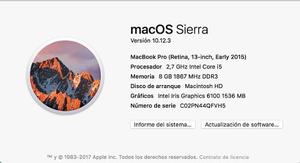 Macbook Pro Retina I5 2,7ghz 8gbram 256ssd