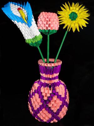 origami 3d, flores, floreros, regalos, adornos, presentes,