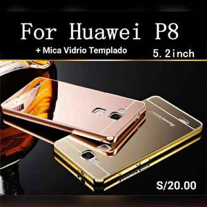 Case Espejo + Lámina De Vidrio Templado Para Huawei P8