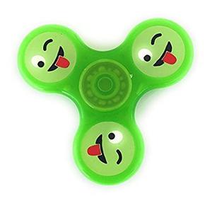 Fidget Spinner Smile Emojicon Luminoso Verde. Stock