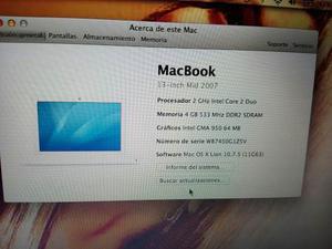 Macbook Core 2 Duo Con 4 De Ram Y 120 De Disco.