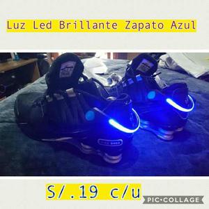 Luz Led Brillante Zapato Color Azul X Unidad