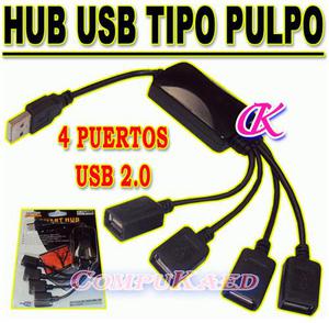 Hub Usb 2.0 De 4 Puertos Tipo Pulpo Color Negro P/ Pc O Mac