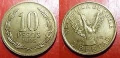 Monedas Antiguas 10 Pesos  Chile