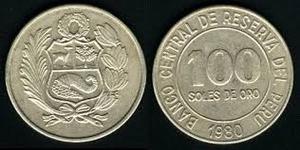 Monedas Antiguas 100 Soles De Oro 