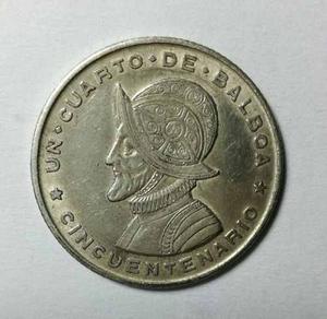 Moneda De Plata Un Cuarto De Balboa  Panamá