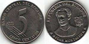 Monedas Antiguas 5 Centavos  Ecuador