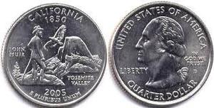 Monedas Antiguas Cuarter Dollar  California Usa