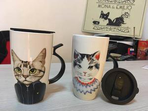 Mye Mug Taza Envase De Bebida Jarro Diseño Gatos Cerámica