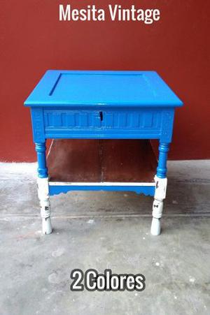 Mesita Antigua Vintage Azul