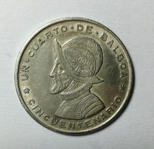 Moneda Plata Un Cuarto de Balboa 