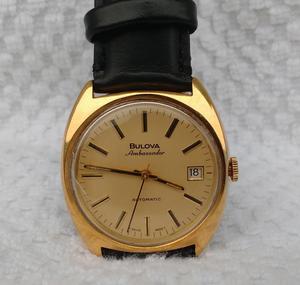 vintage, reloj bulova ambassador enchapado en oro 18k