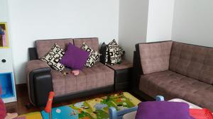 Sofa en L Poof Y 5 Cojines