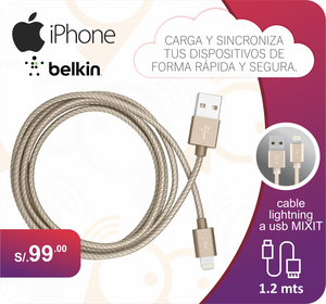 Cable BELKIN lightning a USB mixit 1.2 m.