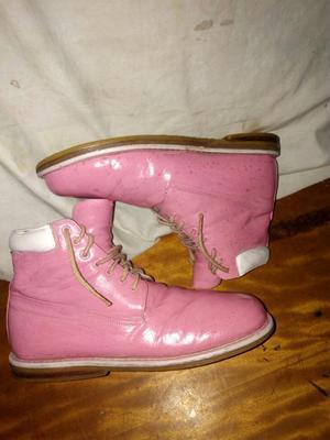 Botas Pink Leather Usada/talla 36 Cuero_