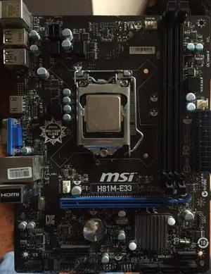 Placa Msi H81m-e33 + Procesador Intel Core I3 4ta Generacion