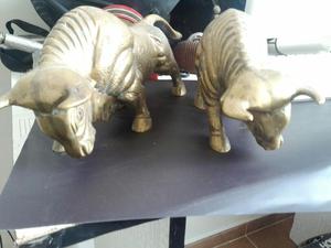 Pair Of Brass Bulls