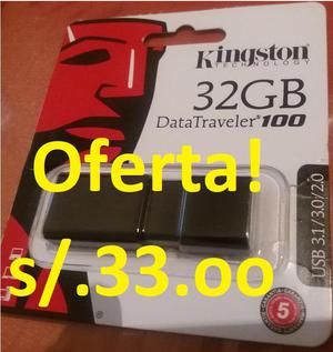Memoria Usb Kingston 32gb Datatraveler 100 G3, Usb