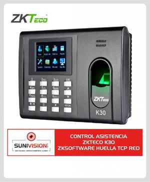 CONTROL DE ASISTENCIA ZKTECO K30 ZKSOFTWARE HUELLA TCP RED