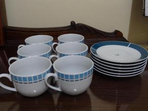 juego de 6 tazas/platos porcelana marca UNIQUE