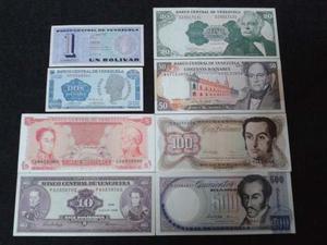 Colección 8 Billetes, Bolívares, Unc, Sin Circular