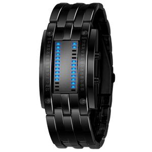 Reloj Led Metalico Binario Con Luces Azules Con Garantia