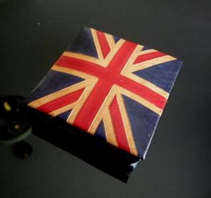 Monedero Inglaterra Britanico Bandera Cuero Antiguo swt