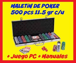 Poker 500 Fichas 11.5 Gr C/u Maletin Aluminio + 12 Videotuto