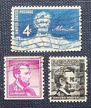 3 Estampillas Abraham Lincoln 4c Usa Us Postage Stamp