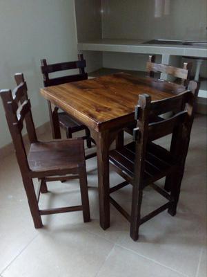 mesas para restaurant de madera con 4 sillas