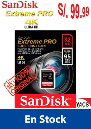 Sandisk Sd Extreme Pro 32gb 4k U3 95mb/s 633x Clase 10 Nuevo