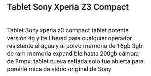 Tablet Sony Z3 Compact