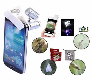 Lupa Entomológica 60x Clip Microscopio Led/uv Smartphone