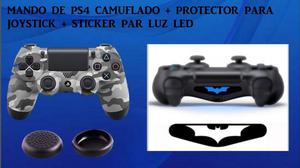 MANDO DE PS4 CAMUFLADO CON PROTECTOR JOYSTIK Y STICKER LED