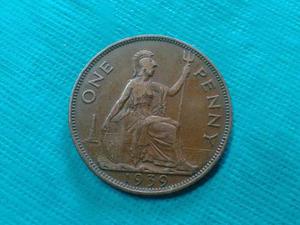 One Penny  Moneda Inglesa Antigua De Bronce