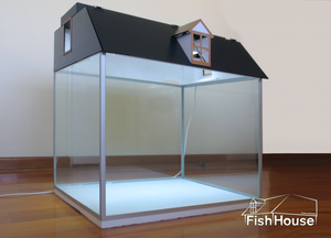 Tapa con iluminaria led Fish House con pecera de 50x40x40