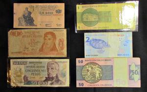 Lote de 6 billetes numismaticcos de diferentes paises de Sud