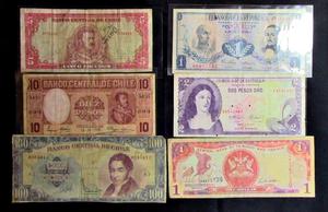 Lote de 6 billetes numismatios de diferente paises de Sud