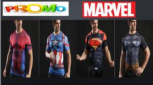 Camiseta Moda Compresion Marvel DC NO ADIDAS, NIKE, PUMA