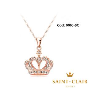 Collar para Mujer/Necklace Oro Rosa 18K/Cristales austriacos