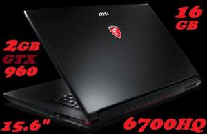 LAPTOPS MSI I7 6TA GEN 16GB RAM/ 1TB HDD /2GB DDR5 NVIDIAGTX