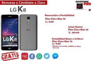 LG K8 a S/. 9.00 en pla Claro Max 79 a 18 meses