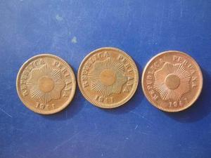 Hn Peru Lote De 3 Monedas  Diferentes De Cobre