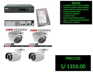 KIT DE CAMARAS 4 ACCESORIOS E INSTALACIONES