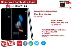 Huawei P8 a S/.  en plan Claro Max 149 a 18 meses