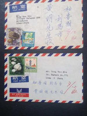 China: 05 Sobres - Cartas Circuladas Con Estampillas