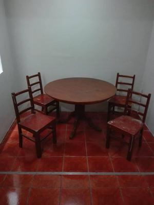MESA CEDRO CIRCULAR con 4 sillas a MUY BAJO PRECIO