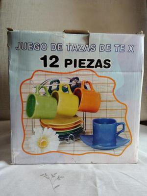 Set de 6 Tazas de Té con Platitos Y Rack