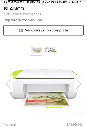 Impresora Hp Multifuncional Modelo  Nueva